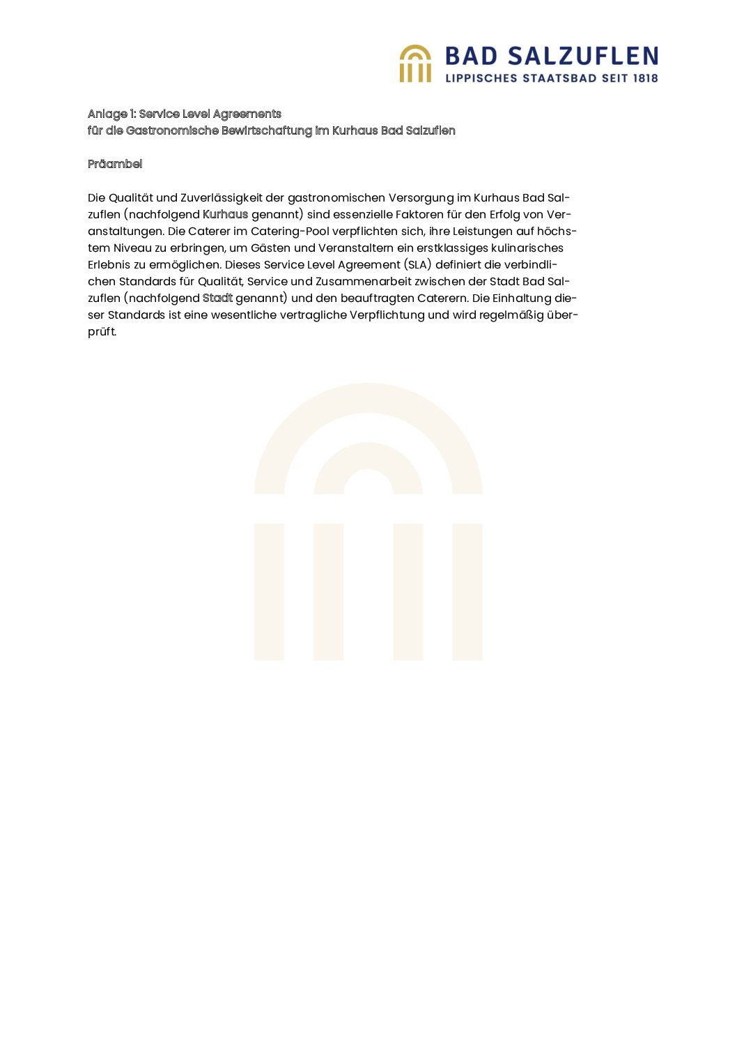 Anlage 1 – Service Level Agreements